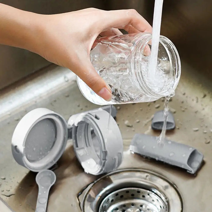 Lisslune | Transparent Glass Lockable Airtight  Seasoning Jar with Spoon