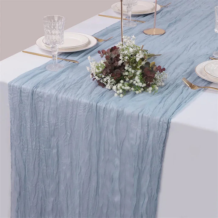 Rynx | Semi-transparent cheesecloth table runner for weddings, sage green Elegant country house decoration, Perfect for birthday parties Banquets arches Cake decor