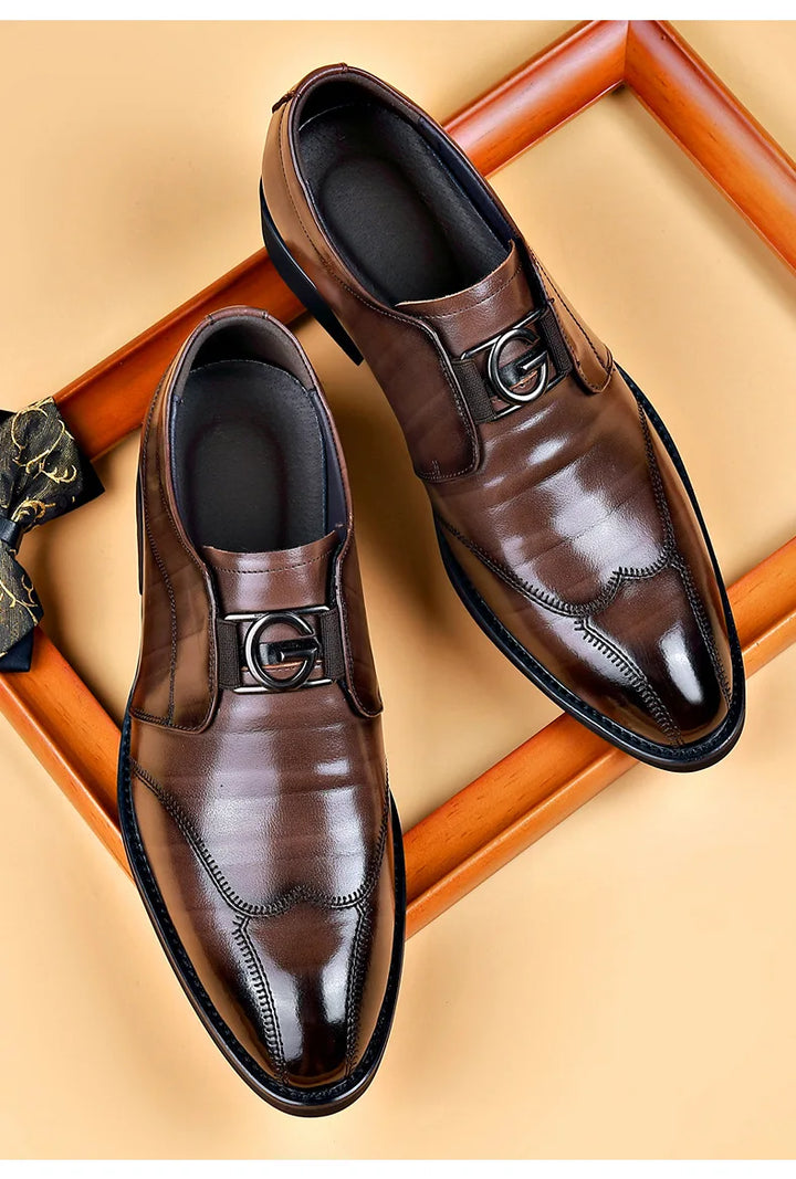 Lisslune | Men's Leather Shoes Stylish Men's Shoes Pointed Oxford Wedding Leather Men's Dress Shoes Gentleman Office Man Shoe