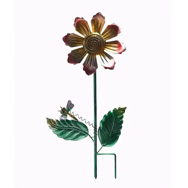 Rynx | Outdoor Garden Metal Flower Art Ground Insert Decorative Plant Sculpture For Garden Courtyard Lawn Ground Decor Ornament