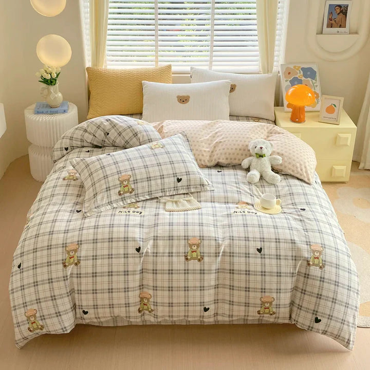 Rynx | Khaki Striped Check Blanket Adults Kids Home Hotel Room Decoration Double Skin-friendly Comfort 100% Cotton Bedding 1 Piece