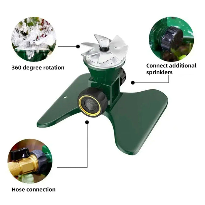 Lisslune | 360-Degree Automatic Rotating Metal Lawn Sprinkler – Effective Garden Watering Spray Head