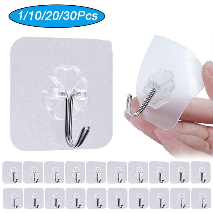 Lisslune | Transparent self-adhesive hook collection for effortless home organization (1-30 pieces)
