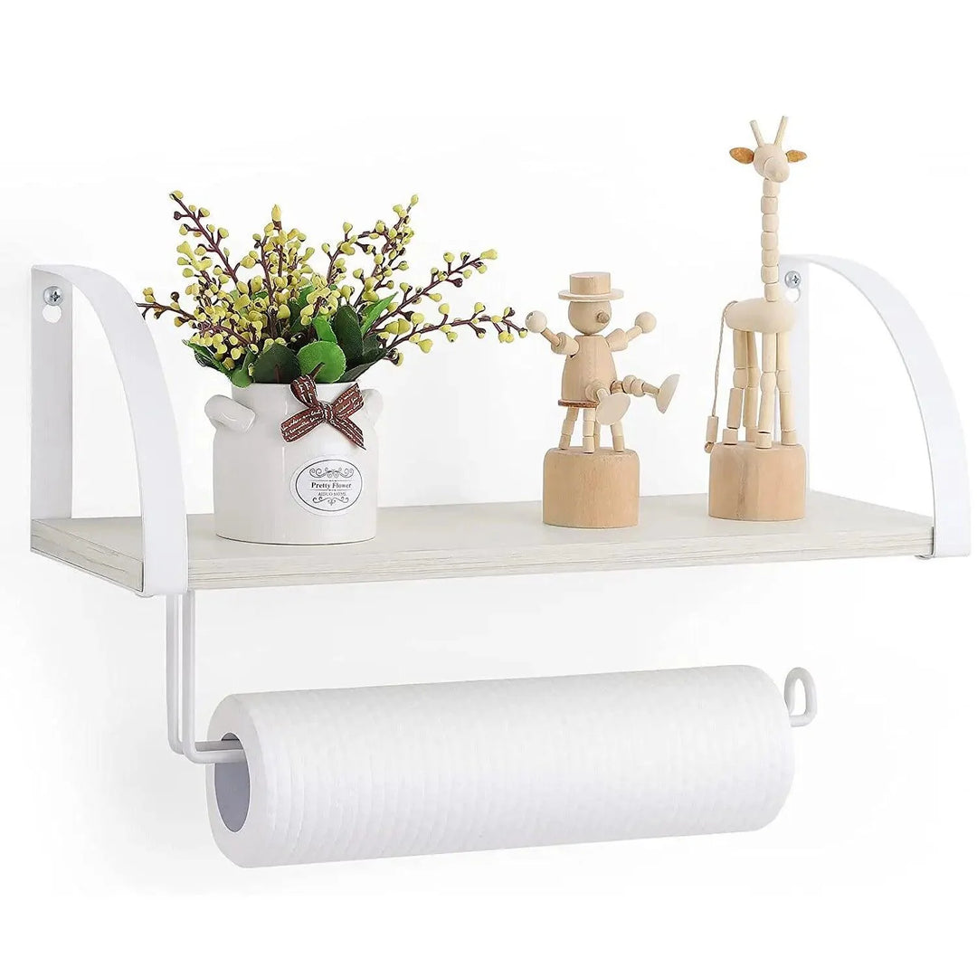 Lisslune | Rustic Wall Mounted Organizer with Towel Holder and Shelf Storage