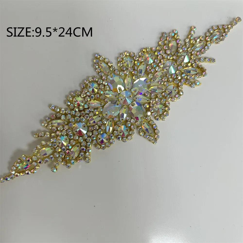 Lisslune | Shining Silver Rhinestone Flower Appliqué: Elegant Fashion Upgrade Accessory