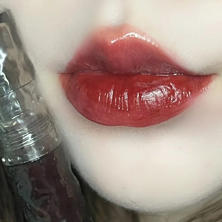 Rynx | Punk Juice Red Lip Gloss Black Mirror Glass Water Light Clear Lip Glass Waterproof Non-Sticky Liquid Lipstick Nude Lip Tint Makeup