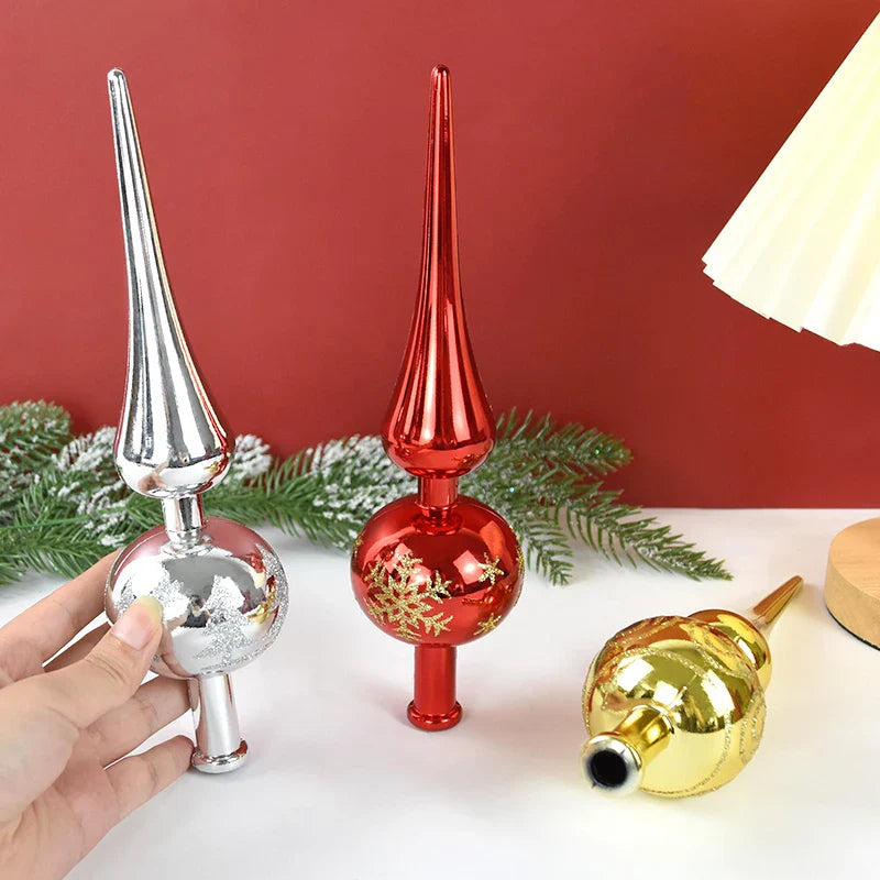 Rynx Christmas Tree Topper 23cm Red Gold Silver Top Shaped Ornament Decorations for Home Christmas Noël Natal Gift New Year