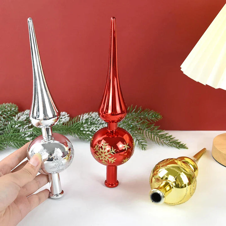 Rynx Christmas Tree Topper 23cm Red Gold Silver Top Shaped Ornament Decorations for Home Christmas Noël Natal Gift New Year