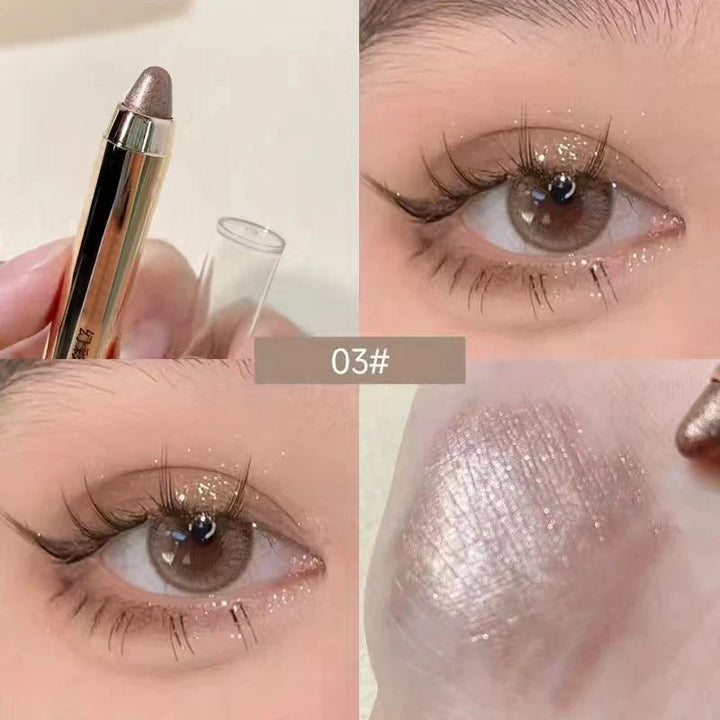 Rynx |1PC Glitter Highlighter Eyeshadow Pencil Waterproof Glitter Matte Nude Eyeshadow Pink Silk Moth Champagne Gold Eyeliner Pencil