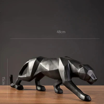 Lisslune | Panther Statue, Animal Figure, Abstract Geometric Style, Resin, Leopard Sculpture, Home Office, Desktop Decoration, Crafts