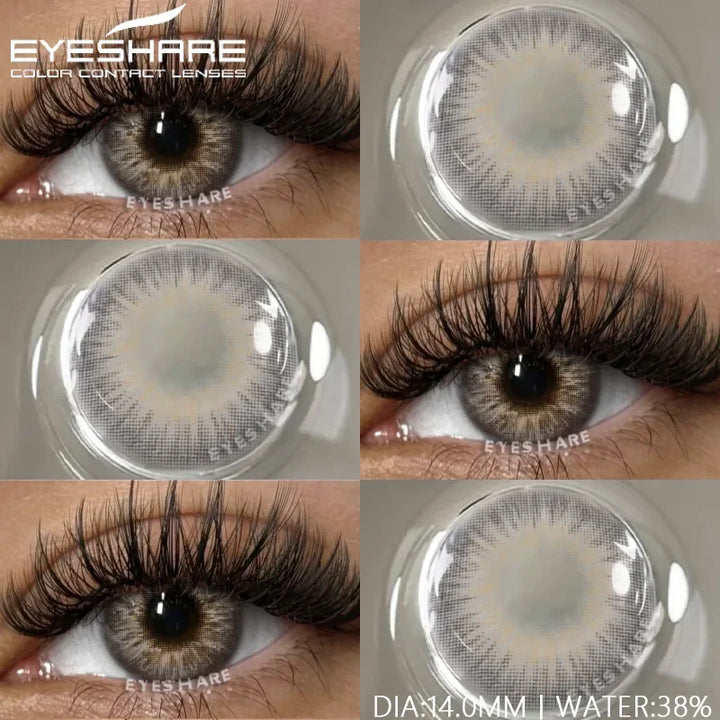 Rynx | 1 pair of contact lenses with prescription in natural color, myopic lenses, green contact lenses, fashionable brown lenses, gray pupils
