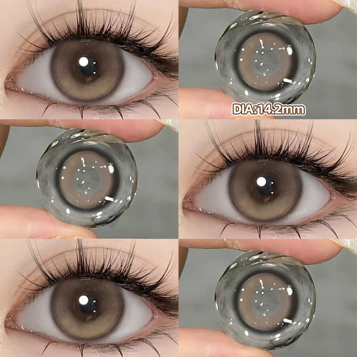 Rynx | 2PCS Large Gray Contact Lenses for Eyes Myopia Color Lens Natural Brown Pupils Gradient Contact Lens Black Lens