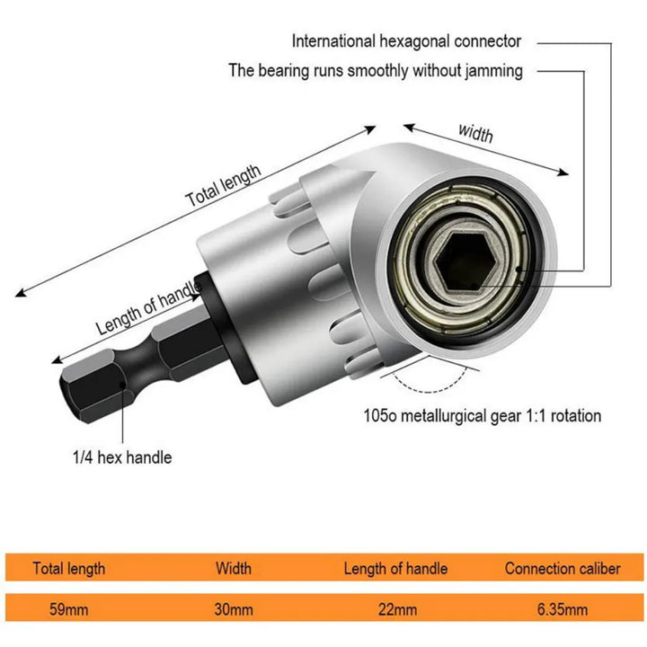 Lisslune | 360 Degree Right Angle Drill Extension Tool