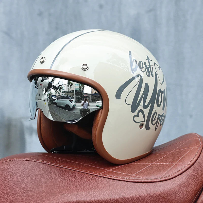 Lisslune | Retro Motorcycle Helmet 3/4 Open Face – Valor