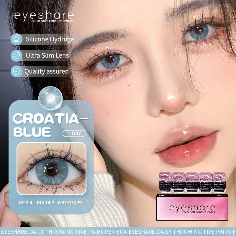 Rynx | 5 pairs of daily colored contact lenses for eyes 42% high water content 1 daily lens comfortable to wear disposable