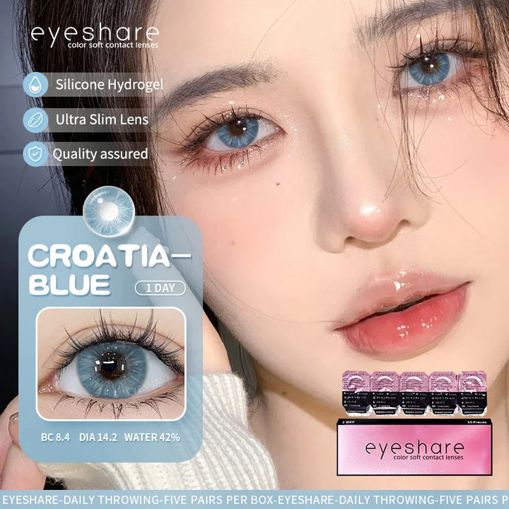 Rynx | 5 pairs of daily colored contact lenses for eyes 42% high water content 1 daily lens comfortable to wear disposable