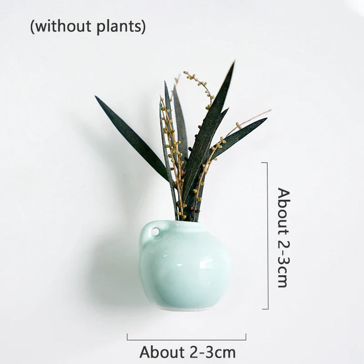 Rynx | Mini Ceramics Vase Refrigerator Magnet DIY Porcelain Vase Refrigerator Magnet Message Sticker Flower s Green Plant Kitchen Gift Decor