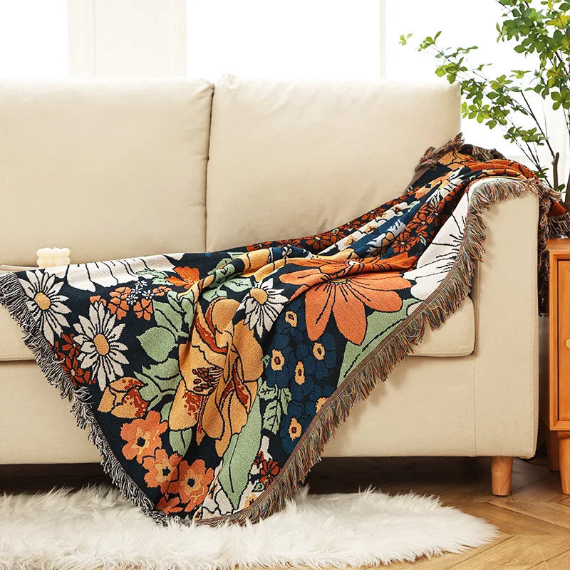 Rynx | Textile City Ins Galsang Flowers Throw Blanket American Style Country House Decoration Sofa Cloth Outdoor Camping Leisure Mat