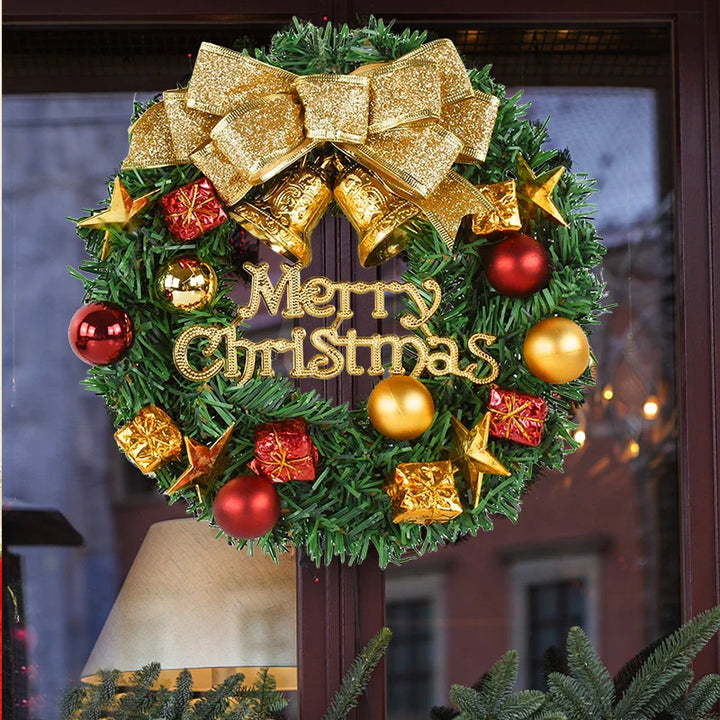 Rynx 30cm Christmas wreath Xmas door garland hanging ornaments Merry Christmas decoration for home New Year Navidad door hanger
