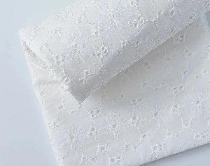 Lisslune | Elegant 100% Cotton White Lace Material