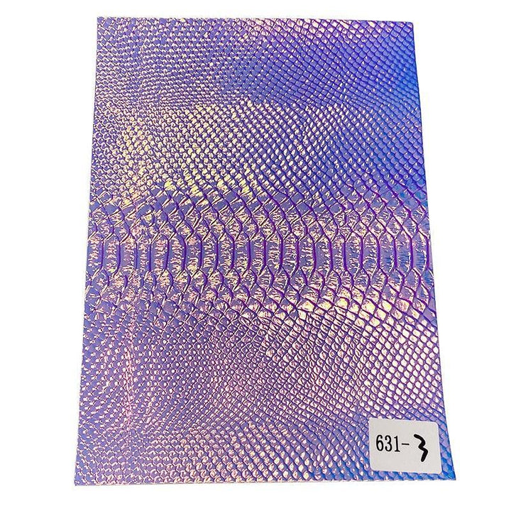 Lisslune | Iridescent holographic synthetic leather craft sheet with snakeskin embossing