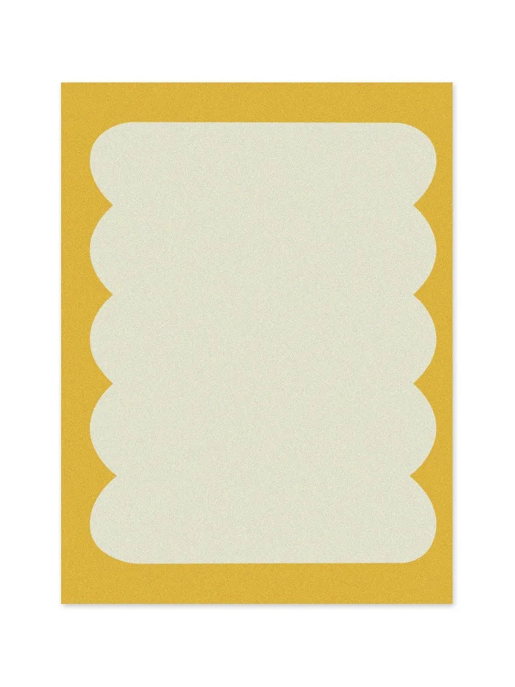 Rynx | Minimalist Living Room Large Rug Yellow White Bedroom Nightstand Rug Comfortable Plush Girls Room Rug Soft Balcony Runner