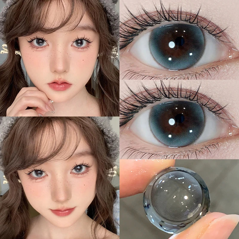 Rynx | 2PCS Myopia Lenses Colored Contact Lenses with Degree Natural Colored Eye Lenses with Diopters Blue Contact Lenses