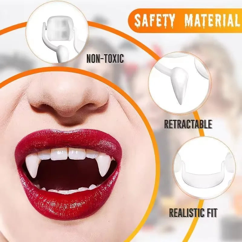 Rynx | Removable Vampire Fangs Prosthesis Sharp Fangs Halloween Cosplay Vampire Fangs Prosthesis Zombie Teeth Prop Halloween Party Decoration