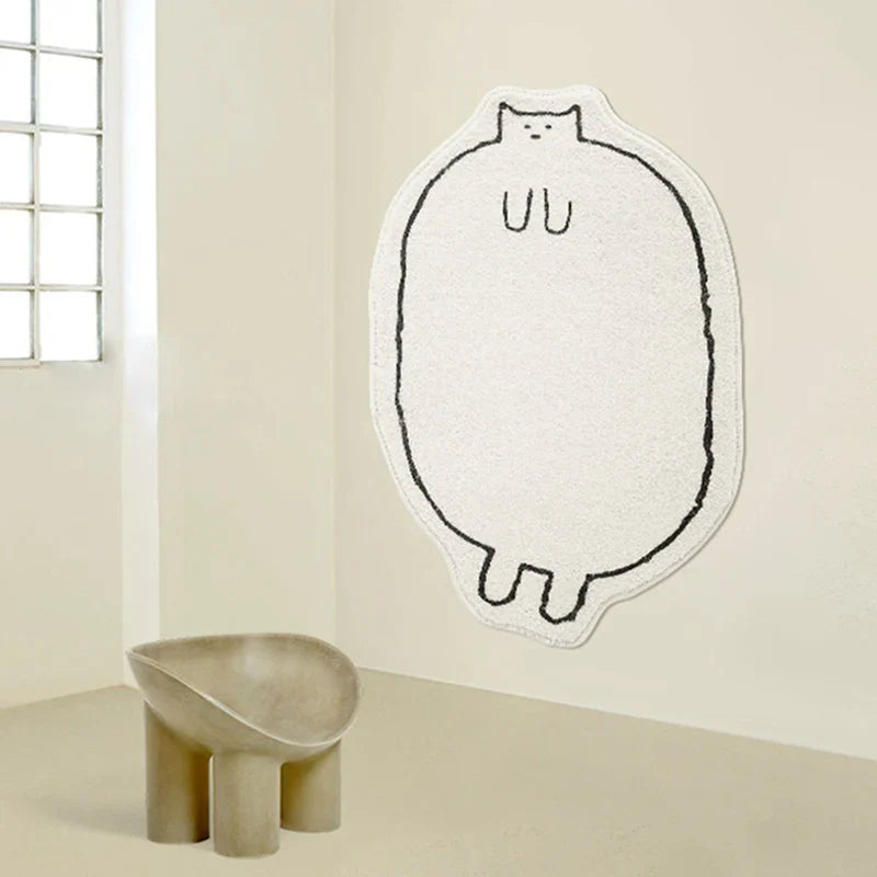 Rynx | Love Cat Bedroom Rug Soft Long Fluffy Animal Bedside Carpet Bath Mat Bathroom Mat Doormat Aesthetic Home Kids Room Decor