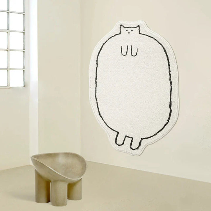 Rynx | Love Cat Bedroom Rug Soft Long Fluffy Animal Bedside Carpet Bath Mat Bathroom Mat Doormat Aesthetic Home Kids Room Decor