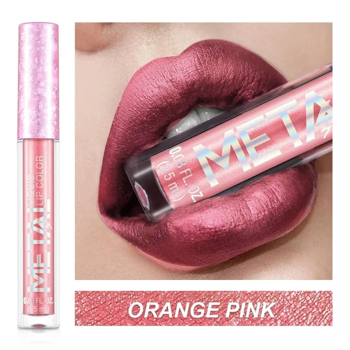Rynx | Matte Glitter Liquid Lipstick Makeup Waterproof Non-sticky Cup Metal Lipstick Set Long-lasting Shiny Lip Color Shade Charming Lipstick