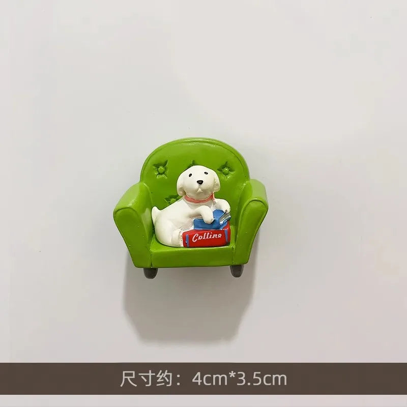 Rynx | 3D Refrigerator Magnet Puppy Cartoon Cat and Dog Refrigerator Sticker Anti-theft Entrance Door Decorative Magnetic Creative Message