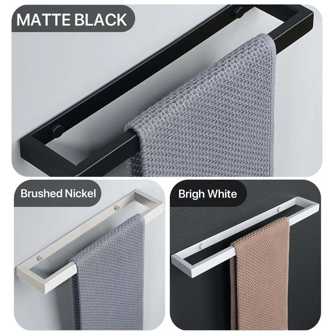 Lisslune | Versatile matte black stainless steel towel holder with adjustable size and flexible wall mounting