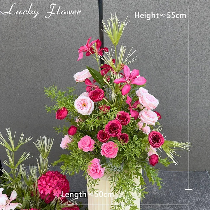 Rynx | Artificial Flowers Wedding Decoration Hanging Flower Row Background Arch Decor Aisle Flower Ball Floral Backdrop Arrangement