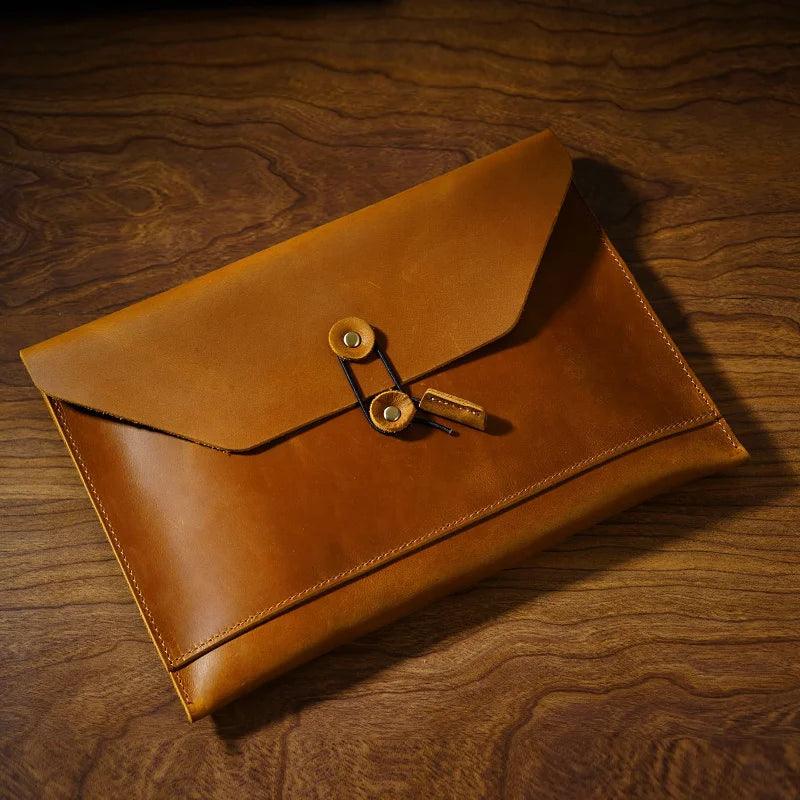 Lisslune | Retro Round Leather Laptop Sleeve with multifunctional storage