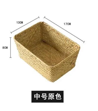 Lisslune | Natural Seaweed Laundry Basket with Lid - Stylish Basket for Bath Items, Cosmetics, and Towels