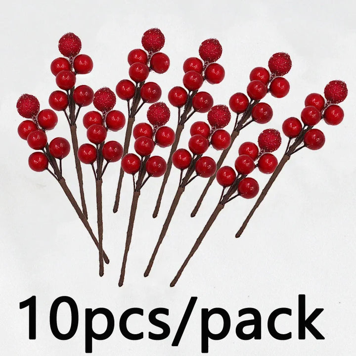 Rynx | (10 pieces/pack) 10cm Christmas tree berries decoration simulation Yangmei golden berries bouquet artificial plant wreath home decor