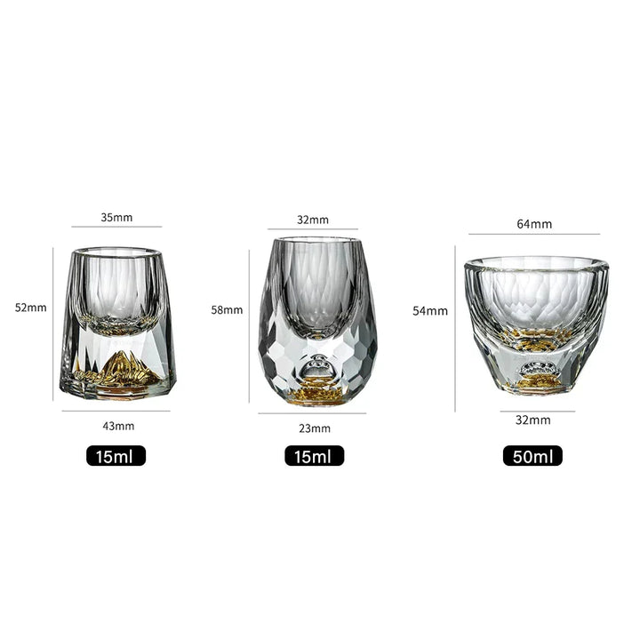 Lisslune | Crystal Glass Whiskey Glasses Bar Liqueur Sphere Cups Sake and Shochu Double-Walled Thick Bottoms Small Capacity Tea Cups