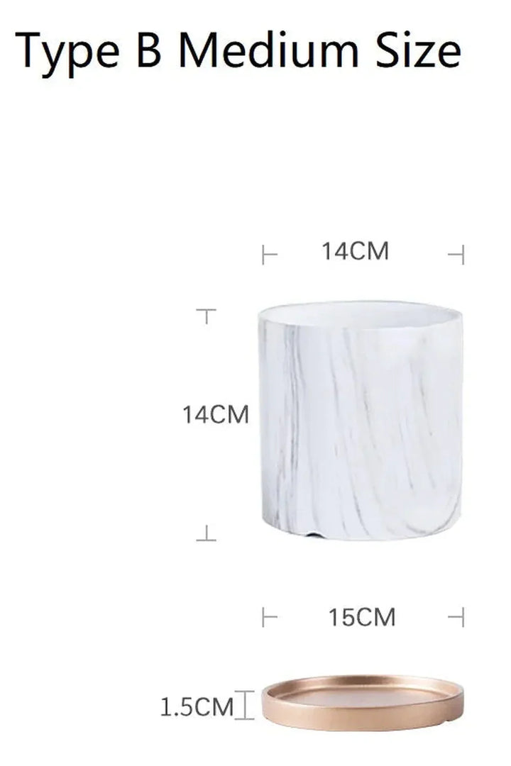 Lisslune | Marble Gold Leaf Plant Pot Set