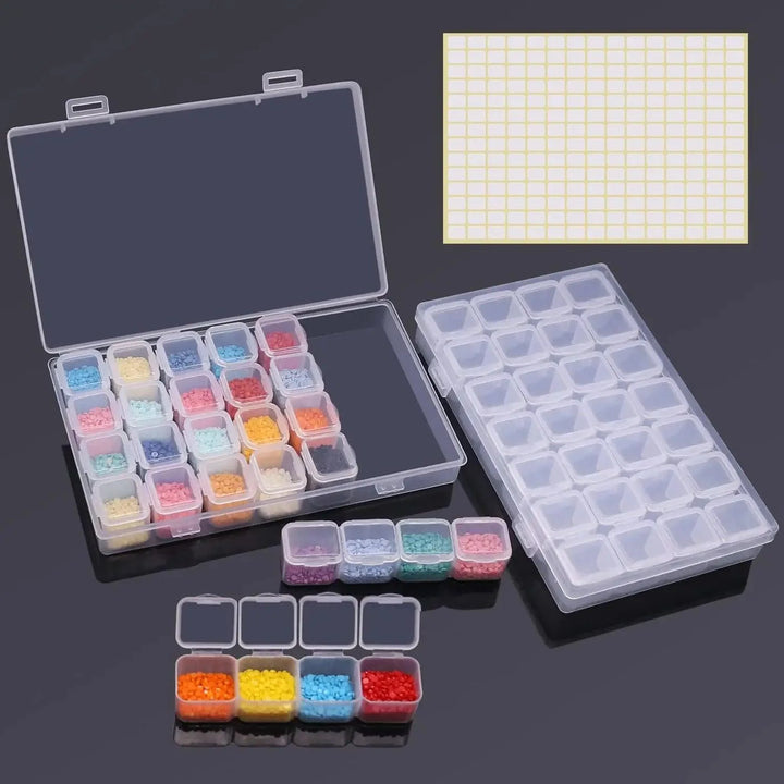 Lisslune | Deluxe 64-Compartment Diamond Painting Bead Storage Organizer with Labels
