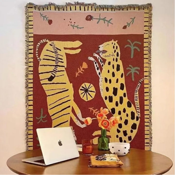 Lisslune | Jungle Cat Wall Tapestry Blanket