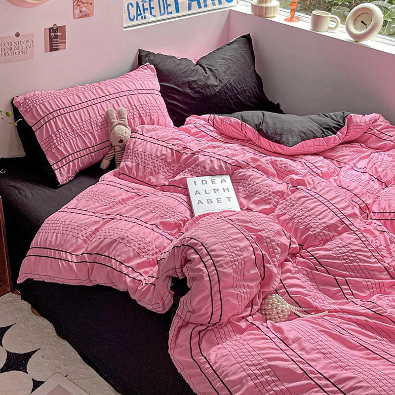 Rynx | Raspberry Bed Linen Comforter Sets Duvet Cover Bed Sheet Set Pillowcases Bed Linen Set Queen/King Bed bedspreads