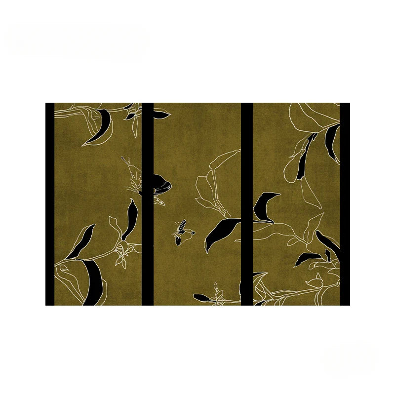 Rynx | Retro Bamboo Living Room Decorative Rugs Dark Green Bedroom Nightstand Rug Modern Chinese Style Wardrobe Large Rugs Rug