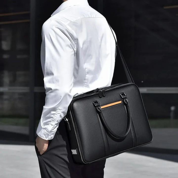 Lisslune | Manhattan Leather Business Laptop Briefcase Crossbody Handbag