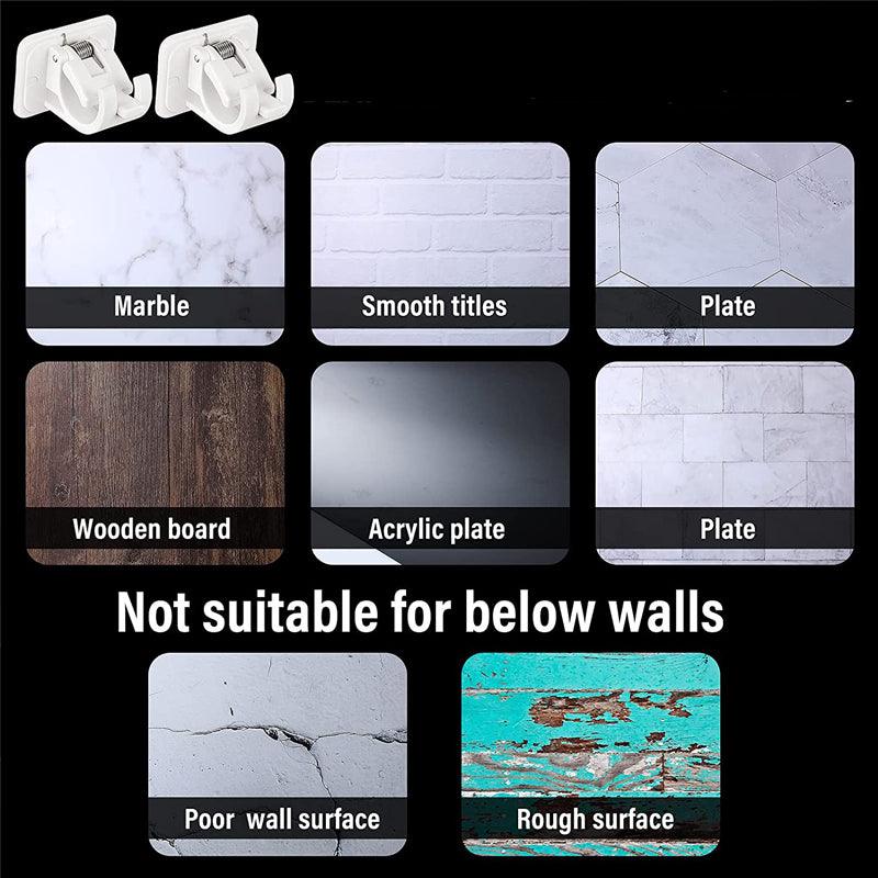 Lisslune | Robust waterproof curtain rod brackets with easy peel-and-stick installation