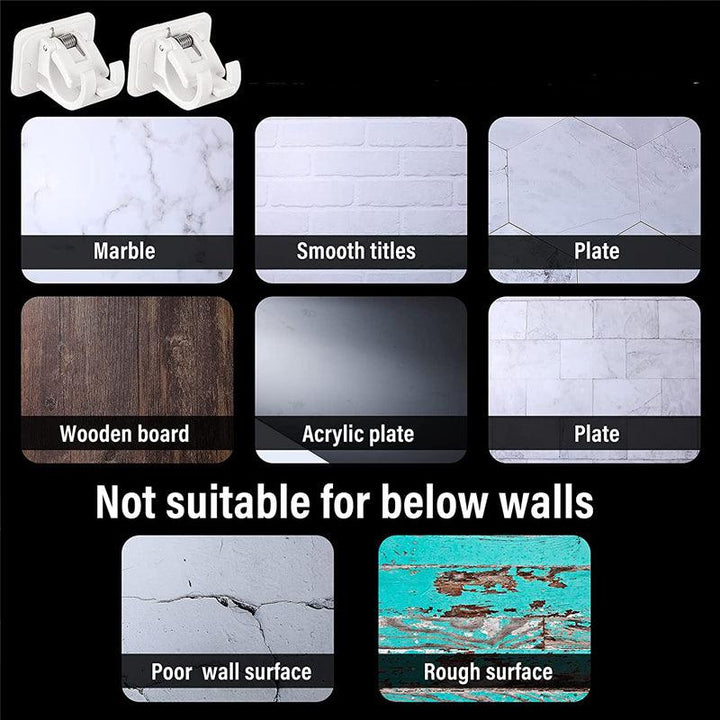 Lisslune | Robust waterproof curtain rod brackets with easy peel-and-stick installation