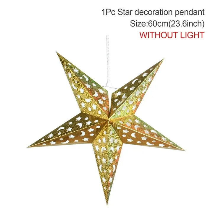 Rynx Hollow Star Hanging Pendant Ramadan Decoration 2024 for Home Navidad Natal Noël Gifts Christmas Ornaments New Year 2025