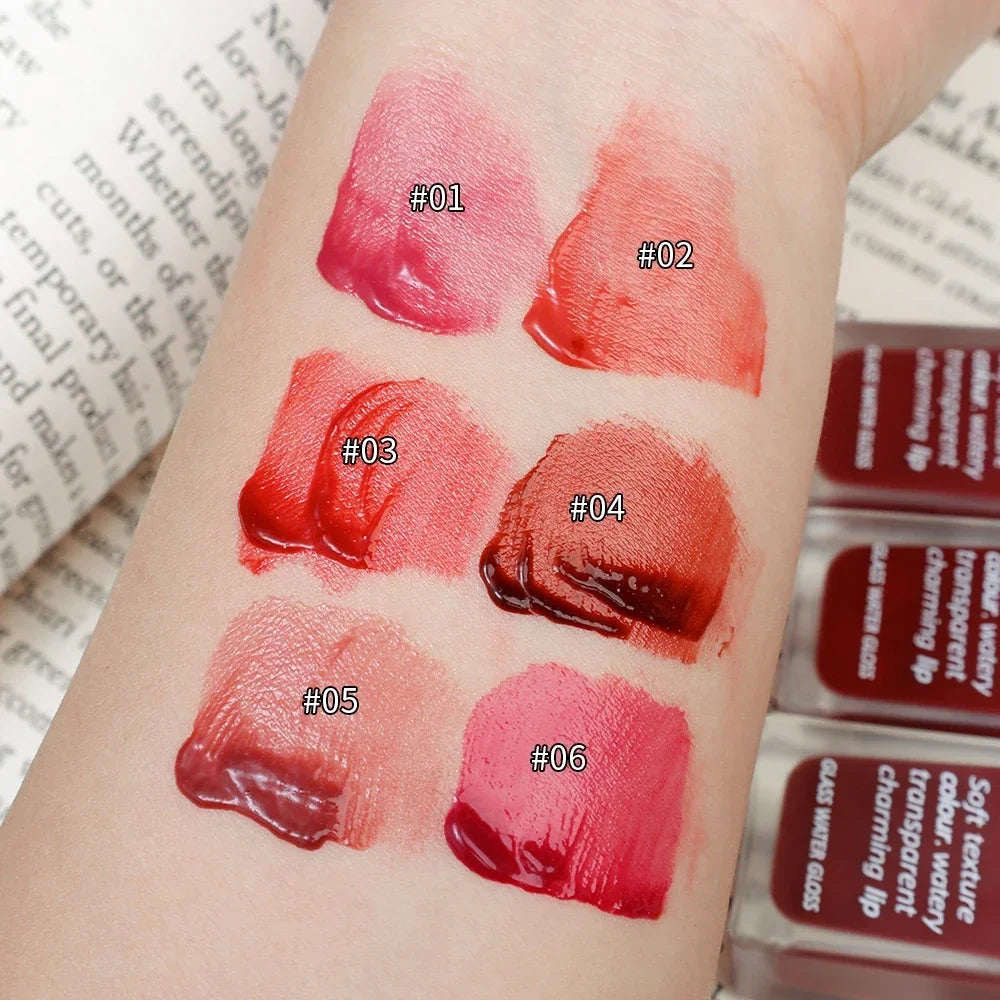 Rynx | 6 Colors Water Mirror Shine Lip Lacquer Naturally Long-Lasting Moisturizing Not Easily Removable Makeup Liquid Lipstick Cosmetics