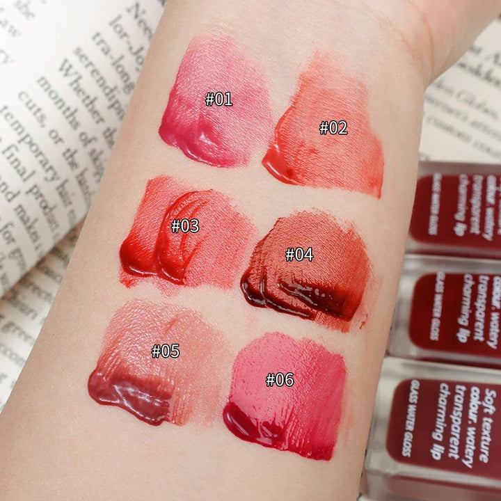 Rynx | 6 Colors Water Mirror Shine Lip Lacquer Naturally Long-Lasting Moisturizing Not Easily Removable Makeup Liquid Lipstick Cosmetics