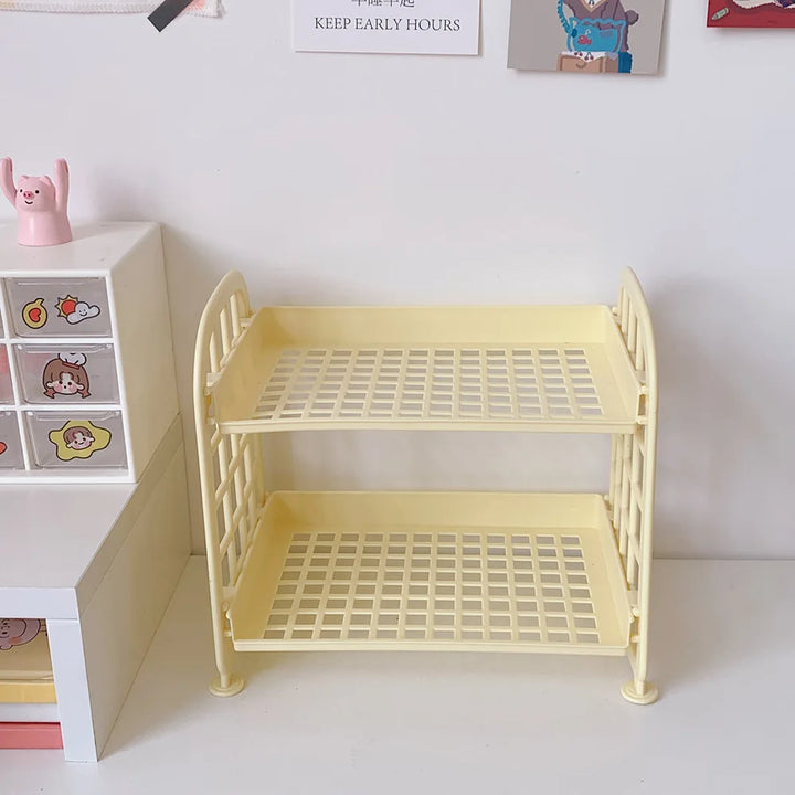 Rynx | Sweet Room Storage Organizer Storage Shelf Kawaii 2-Layer Desktop Cosmetic Jewelry Storage Shelf Bathroom Shelf Storage Rack